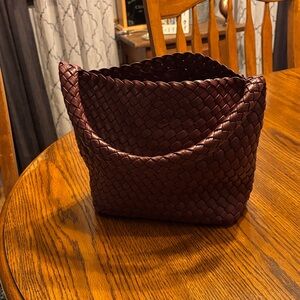 Chic Woven Burgundy Hobo Bag